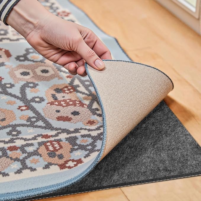 Waterproof Rug Pad, 5x7 Ft Under Area Rug Carpet Pad, Non Slip Rug Pads for All Floors and Hardwood Floors Finishes, Keep Carpets in Place Soft and Prevent Rug from Wrinkling or Buckling