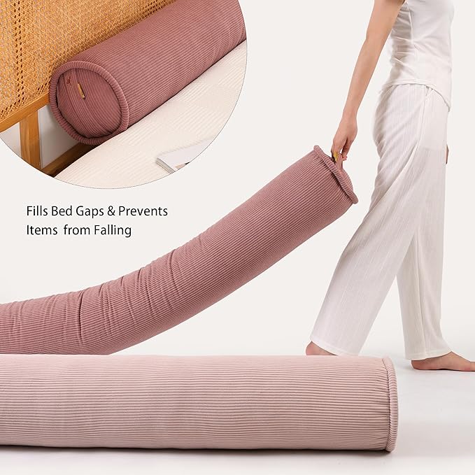 Long Bolster Pillow for Bed – Soft Corduroy Body Pillow for Adults, Ergonomic Full-Length Support for Better Sleep,47 x 7.87 Inches,Brick Brown