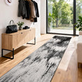 3x12 Long Hallway Runner Rug: Kitchen Rugs Non Slip Washable Low Pile Abstract Rug Runner with Rubber Backing Indoor Carpet Runners for Bedroom Dining Living Room Bathroom Black White