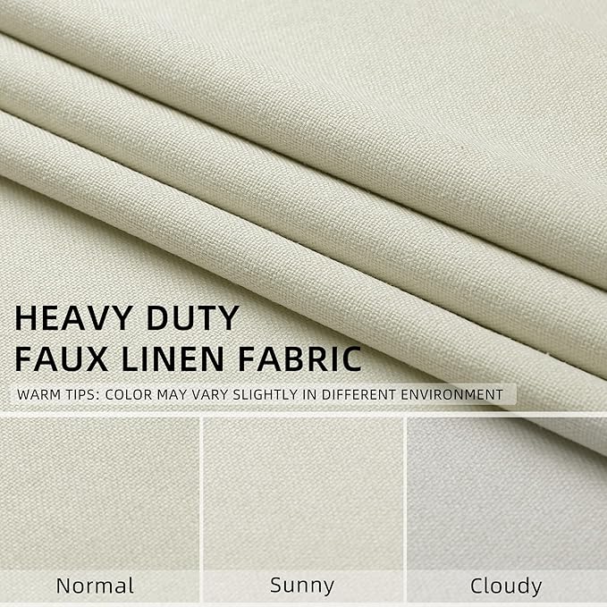 ChrisDowa 100% Blackout Iovry Solid Curtains 45 Inches Long 2 Panels for Bedroom Living Room,Farmhouse Room Darkening Thermal Insulated Soundproof Grommet Top Window Treatment Drapes,52x45