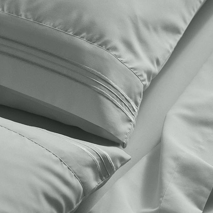 Mellanni Queen Sheet Set - 6-Piece Iconic Collection Bedding, (Including 4 Pillowcases), 21-Inch Extra Deep Pocket, Easy Care, Ultra Soft, Cooling Sheets, Brushed Microfiber - Spa Mint