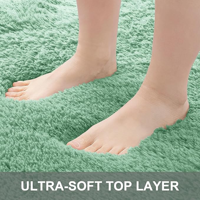 OLANLY 2x8 Machine Washable Runner Rugs for Hallway, Soft Fluffy Shaggy Bedside Rugs for Bedroom, Living Room, Indoor Floor Carpet for Kids Girls Boys, Nursery Rooms, Home Decor Aesthetic, Mint Green