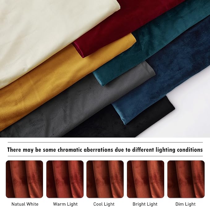 RYB Home Rust Red Velvet Curtains 108 inches Long, Thermal Insulated Panel for Bedroom Room Darkening Window Treatment for Holiday Backdrop Privacy Drapes for Guest Room, W52 x L108, 2 Panels