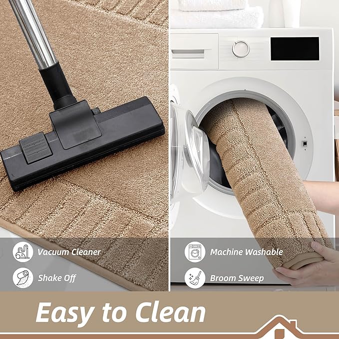 BEQHAUSE Door-Mat Non-Slip Front Doormat Low-Profile Entrance Mats for Front Door Entry Resist Dirt Washable Doormat Absorbent Entryway Door Mat,Taupe,32"x48"