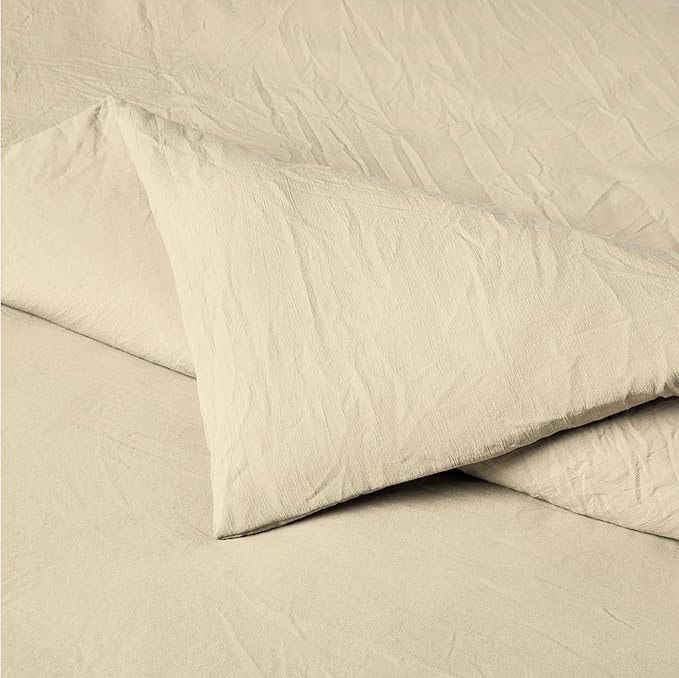 Amazon Basics Brushed Microfiber Comforter Set, Extra Soft with Natural Texture, 3-Piece, King, Beige