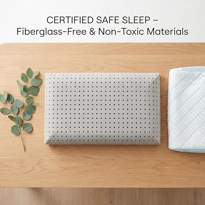 Glacia Contour Low Profile 4-inch Memory Foam Pillow for Stomach Sleepers – Slim Gel-Infused Bed Pillow for Neck Pain Relief | Hypoallergenic Queen Pillows for Neutral Spine Alignment