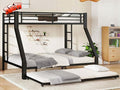 TSAMPA Latest Upgraded & Stronger Metal Bunk Bed Twin XL Over Queen Size, More Stable & Safer Steel Heavy Duty Bunkbed Frame with Twin Size Trundle (Twin XL Over Queen)