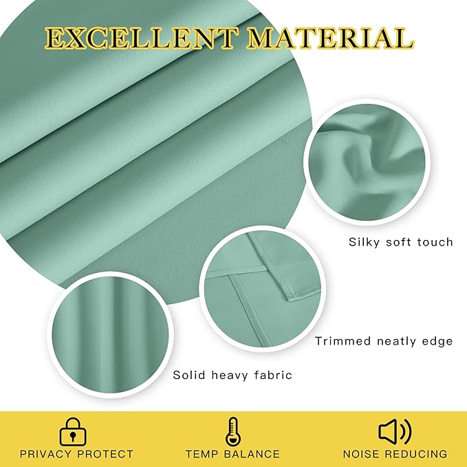 NICETOWN Blackout Curtains 120 inch Length for Sliding Glass Door, Grommet Thermal Insulated Room Darkening Sound Reducing Drapes for Room Divider, 1 Panel, W52 x L120, Aqua Blue