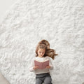 OLANLY Ivory Round Rugs for Bedroom - Machine Washable, 9 ft Circle Area Rugs for Living Room, Soft and Fluffy Shaggy Carpet for Teen Girls and Boys, Nursery Rooms, Dorms, Home Decor Aesthetic