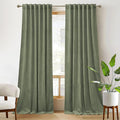RYB HOME Plush Velvet Curtains, Heavy Duty Back Tab Decorative Window Drapes Privacy Room Darkening Covering for Living Room Playroom, Sage Green, W52 x L90 inches, Set of 2 Panels