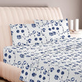 Carressa Linen 100% Egyptian Cotton Printed Bed Sheets - 600 Thread Count 3 PC Twin Sheet Set, Hotel Luxury Sateen Bedsheets, 16" Deep Pocket Soft Cooling Sheets for Twin Size Bed - Floral Blue