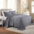 Superior 3 Piece Basketweave Cotton Bedspread Set, Home Bed Decor, Decorative Bed Spread, 2 Pillow Shams, Medium Weight Blanket, Matelasse Coverlet Bedding, Geometric Lattice Pattern, Queen, Grey