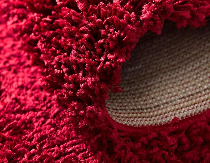 Unique Loom Solid Shag Collection Area Rug (7' 1" x 10' Rectangle, Cherry Red)