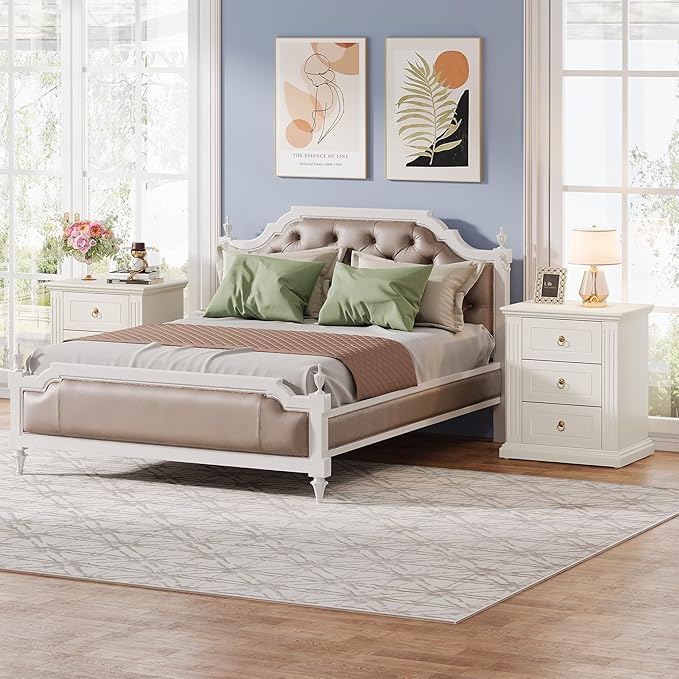 Tribesigns 3-Drawer Nightstand, Modern Bedside Table with Storage Drawers, Wood Night Stand Side End Table for Bedroom, Beige