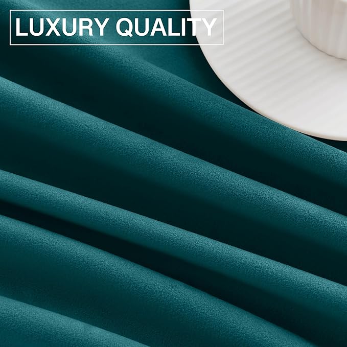 StangH Teal Velvet Blackout Curtain Panels Vintage Style Privacy Farmhouse Curtains Thermal Insulated Curtains for Sliding Glass Door/Guest Room, 52 x 96-inch, 2 Pcs