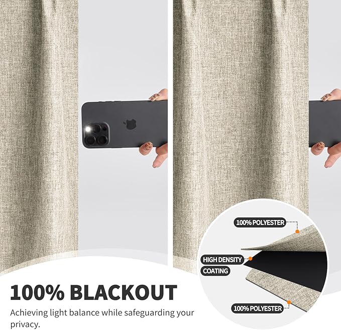 WdFour 30x30 Inch Pinch Pleated Blackout Cafe Curtains - Pack of 2, 100% Light Blocking Back Tab Drapes for Half Windows, Kitchen & Bathroom Short Curtains in Hemp Gray