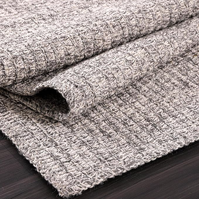 Easy Jute Rug 5x7 Indoor Outdoor Natural Rugs Solid Fiber Rug Woven Area Rug Boho Easy Clean Inside Carpet for Living Room Bedroom Dining Room Hallway or Outdoor Patio Porch (5 X 7 Silver)