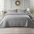 KASENTEX Queen XL Quilt Set 98"x98" – Soft Washed 3-Layer Lightweight Bedspread, Minimalist Nordic Design, All-Season Spring & Summer Quilt Set (1 Quilt + 2 Pillow Shams), Solid Grey