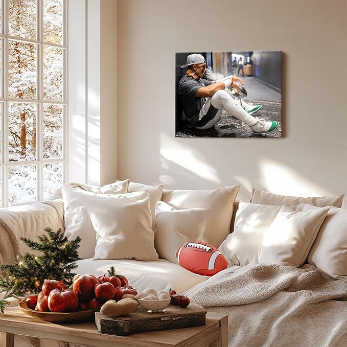 B.B.F MAKE 2025 Super Canvas Bowl Wall Art Champions Eagles Poster Print Philadelphia Hurts Painting Canvas Wall Decor Sports Stars Picture Modern Bedroom Living Room Home Decoration, Framed 24x30inch