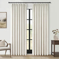Topfinel 92 Inch Long Black Out Custom Drapery Panels, Double Pinch Pleated Window Coverings, Kids Summber Boho Farmhouse Heat Blocking Sound Block Back Tab Curtains for Patio Sunroom Bay Window