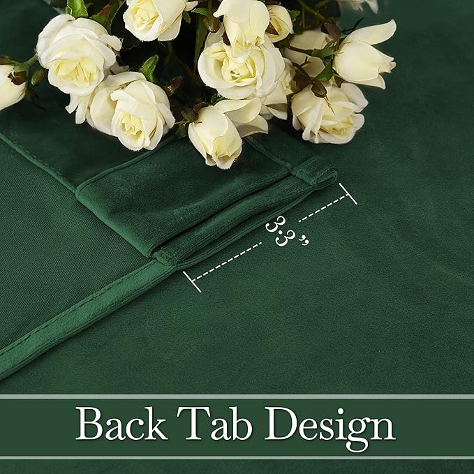 RYB HOME Velvet Room Divider Curtains for Space Separation, Noise Reduce Barrier for Nursery, Large Window Curtains for Sliding Glass Door, Hunter Green, W 62 x L 84, 2 Panels Set