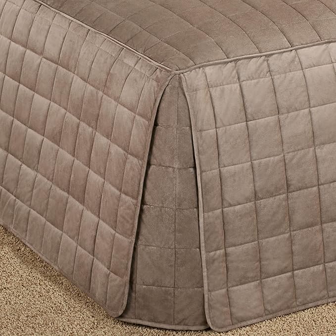 Touch of Class Camden Luxury Bedding | Neutral Sand Color | Grande Fitted Bedspread | Faux Suede Box Quilted Design | Designed 3 Piece Set Includes Queen Bedspread and 2 Standard Shams