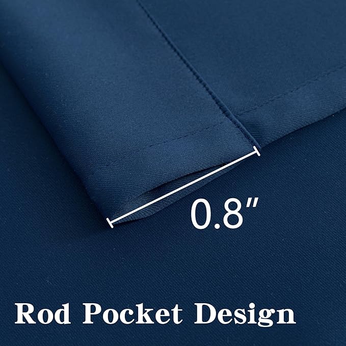 Blackout Curtains 108 Inch Length 2 Panels Set, Black Out Curtains for Bedroom 108 Inch Long, Rod Pocket Energy Saving Room Darkening Drapes for Living Room Window Navy Blue(W52 x L108)