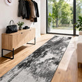 3x6 Kitchen Hallway Runner Rug: Long Washable Rug Runner Non-Slip Indoor Abstract Rugs - Low Pile Soft Floor Runners for Bedroom Living Room Dining Entryway Bathroom Laundry Black White 3x6