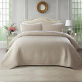 KASENTEX Oversized Queen Quilt Set 102"x106" – Soft Washed 3-Layer Lightweight Bedspread, Minimalist Nordic Design, All-Season Spring & Summer Quilt Set (1 Quilt + 2 Pillow Shams),Light Taupe