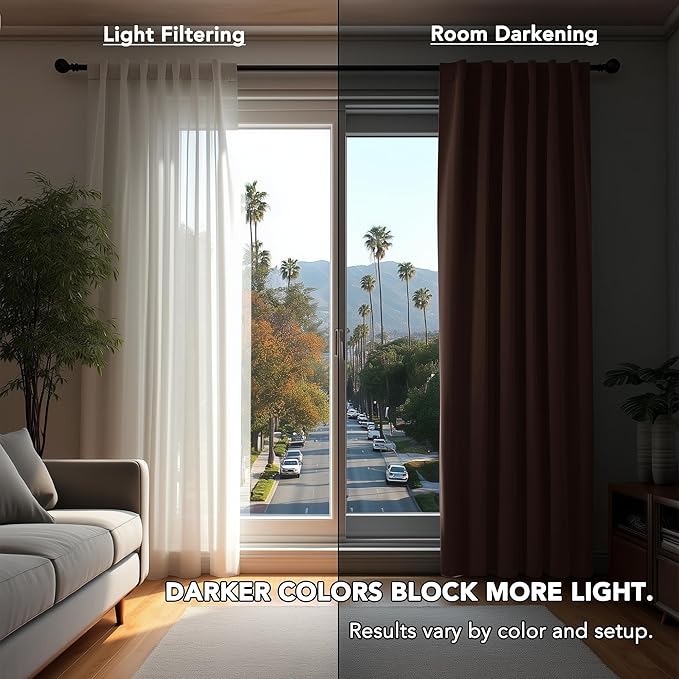 Deconovo Blackout Curtains for Kitchen Window, Back Tab and Rod Pocket Curtains, Set of 2 Panels, Room Darkening Curtains (52W x 45L Inch, Chocolate)