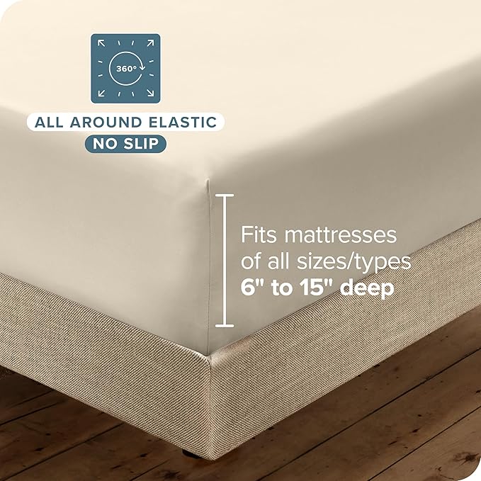 Bare Home Hotel Luxury Full XL Sheet Set, Extra Soft - 6 Piece Set - Deep Pockets - Easy Fit - Cooling & Breathable - Wrinkle, Fade, Stain Resistant - Includes 4 Pillowcases (Full XL, Sand)