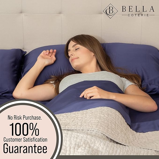 Bella Coterie 6 Piece Luxury Bamboo Viscose California King Size Sheet Set | 100% Organically Grown | Cooling for Hot Sleepers | 18" Deep Pocket | Soft & Hypoallergenic | 4 Pillowcases [Twilight Blue]