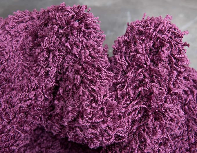 Unique Loom Solid Shag Collection Area Rug (2' 6" x 13' 1" Runner, Eggplant Purple)