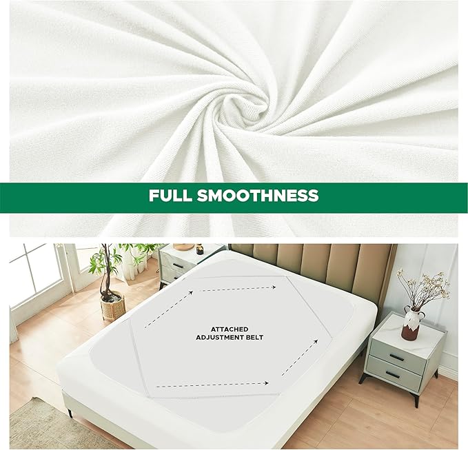 Biscaynebay Decorative Box Spring Cover Full & Full XL Size, Ivory Luxurious Jersey Knitting Stretchy Wrap Around 4 Sides Bed Skirt for Home/Hotels, Easy Fit Wrinkle Free Machine Washable
