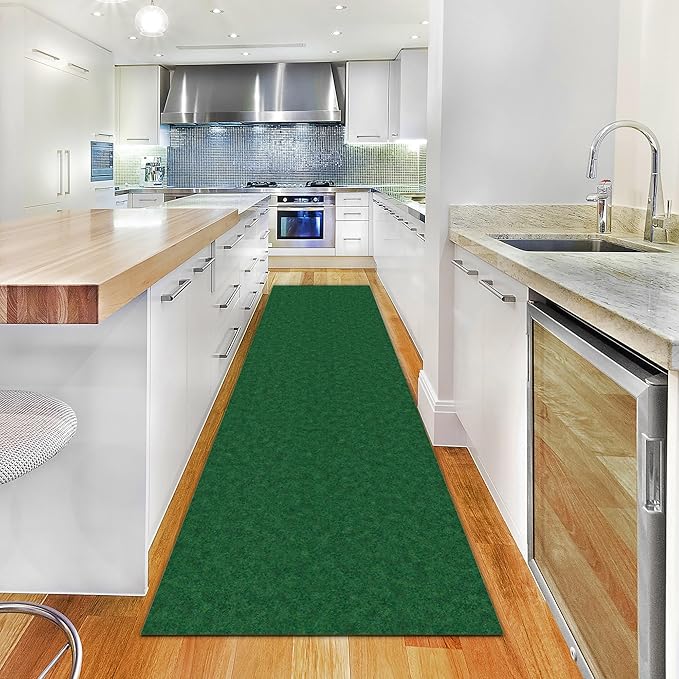 Ottomanson 2'7" x 32' Hallway Runner with Scraper Pile - Extra Durable Non-Slip Rug Mat for Indoor & Outdoor Use - Ideal for Kitchen, Entryway & Garage - High-Traffic Carpet, Green