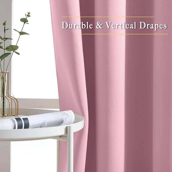 NICETOWN Door Curtain for Closet Doors 80 Inches Long 1 Panel, Blackout Doorway Curtain for Open Closet Bedroom, Room Divider Living Room for Privacy (Rouge Pink, 1 Panel, 46W x 80L)