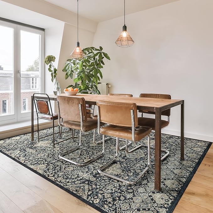 Gertmenian Indoor Boho Rug - 2x6 Runner, Non Slip, Super Strong, Ideal for High Traffic Areas in Entryway, Bedroom, Kitchen - Tanis, Anthrocite, 28527
