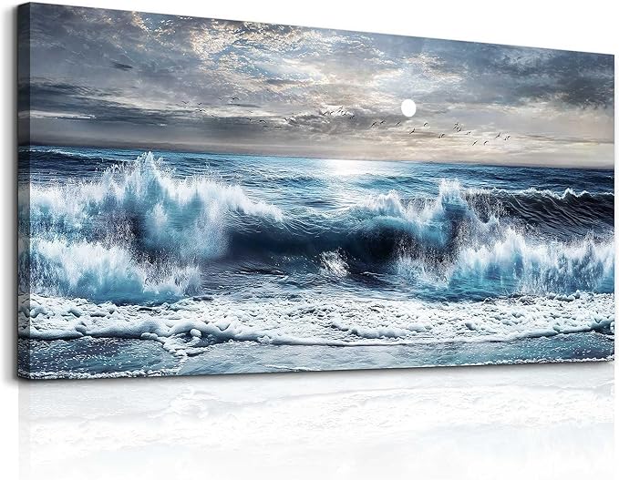 ERQINHUA Large Wall Art For Living Room Canvas Wall Decor For Bedroom Marine Landscape Painting Restaurant Office Canvas Art Prints Pictures Artwork Ready To Hang Bathroom Home Decorations 20"x40"