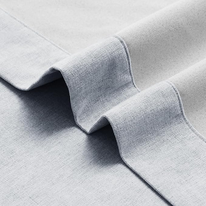 Macochico 100% Blackout Chenille Curtains 96 Inches Long for Hotel Nursery Noise Reducing Thermal Curtains for Bedroom Living Room Grommet Gray Blue Curtains with Tieback 52" Wx96 L Classic 1 Panel