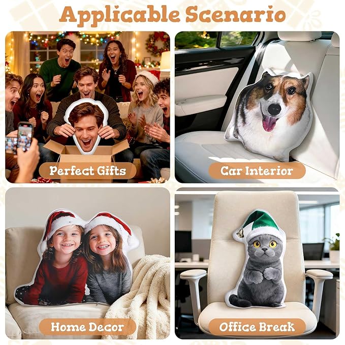 Custom4U Custom Pet Pillow with Picture Double Side Print Gifts for Birthday Thanksgiving Christmas (20inches)
