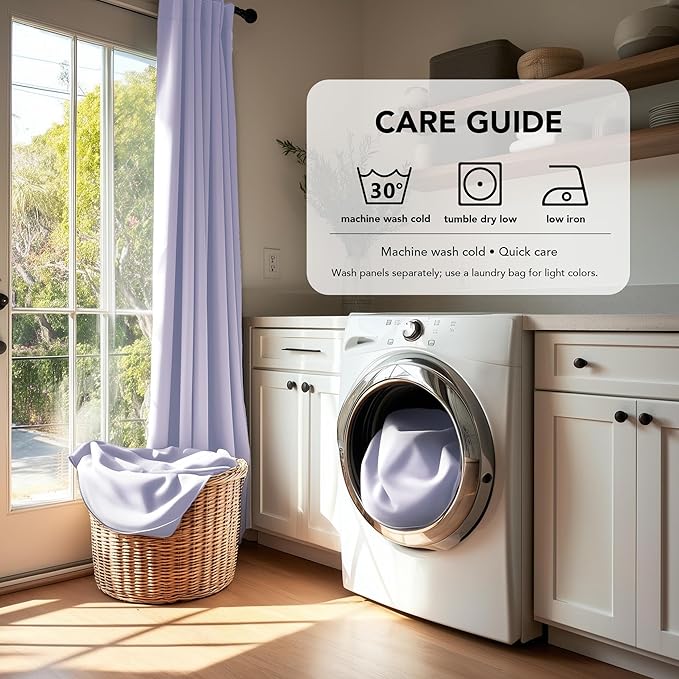 Deconovo Back Tab and Rod Pocket Drapes and Curtains Short Blackout Curtains for Kitchen Windows 42Wx54L Inch Light Purple 2 Panels