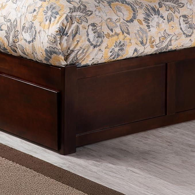 AFI Concord Queen Size Platform Bed with Footboard & Twin XL Trundle in Walnut