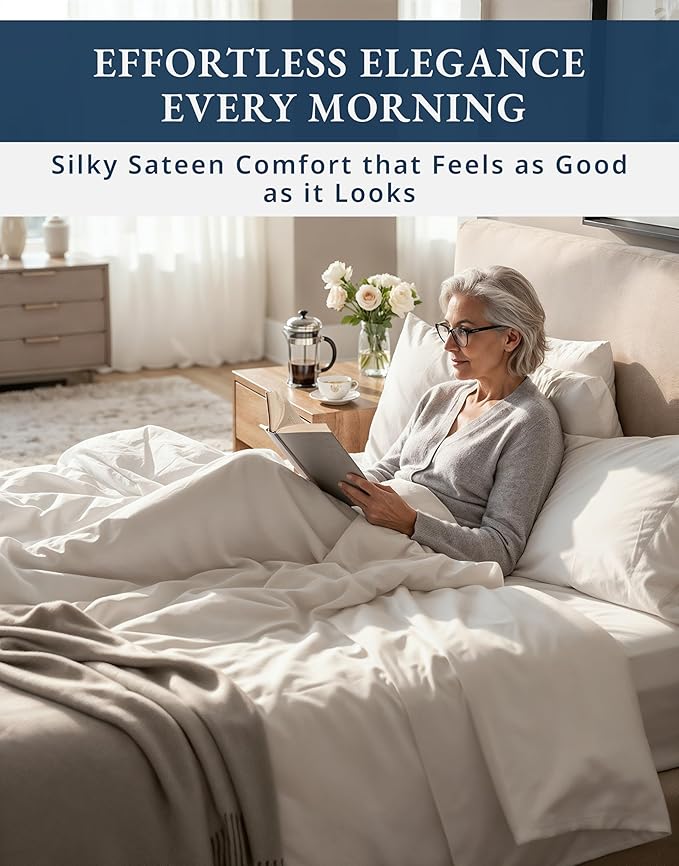 LANE LINEN 100% Egyptian Cotton Full Size Bed Sheets - 1000 Thread Count, Soft & Comfy Luxury Hotel Style Thick Size Sheet, Fully Elasticized Reinforsed Seams No Pill Natural Cooling - White Sheet