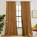 RYB HOME Luxurious Bronze Velvet Curtain Panels for Living Room Bedroom, Heavy Duty Thermal Insulated Back Tab Floor-Length Velvet Drapes for Vintage Decor, 52" W x L84 L, 2 Panels Set