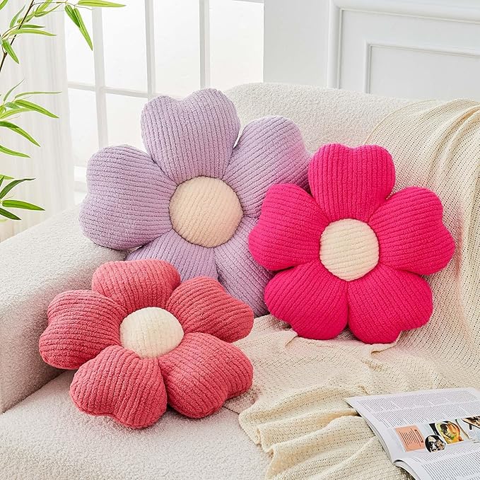 Kcvvcr Flower Throw Pillow, Cute Flower Shaped Pillow Decorative Throw Pillow for Bed Couch, Soft Daisy Pillows Floor Seating Cushion Cushions (19.6 Inch Peach Pink)