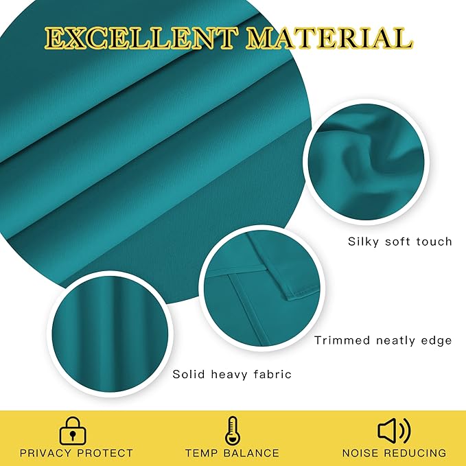NICETOWN Blackout Curtains 84 Inch Length, Thermal Insulated Curtains for Bedroom Grommet Energy Saving Room Darkening Drapes for Living Room Window, 1 Panel, Peacock Teal, 66" W x 102" L