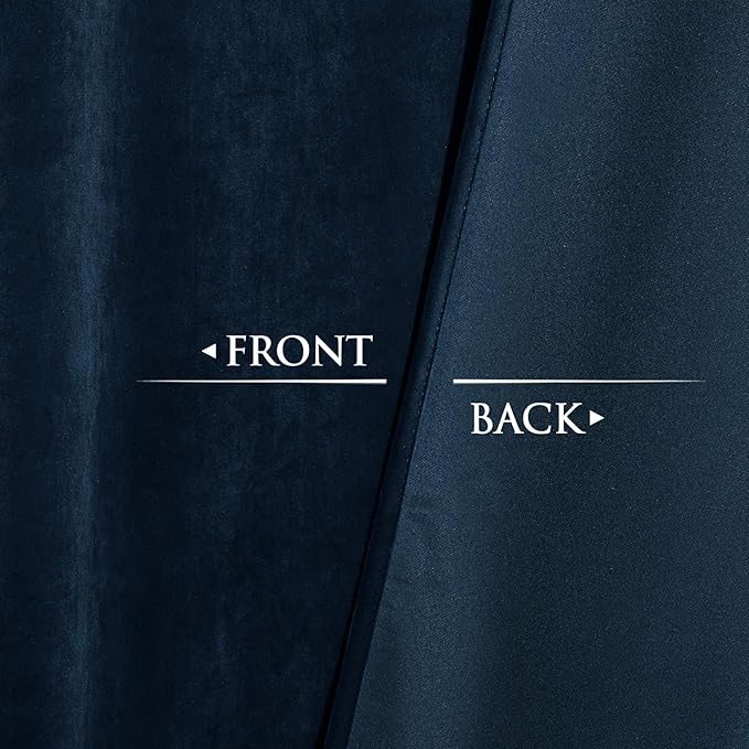 StangH 120 inches Long Blackout Velvet Curtains - Navy Blue Light Blocking Thermal Insulated Window Curtains for Bedroom Living Room, High Ceiling Backdrops for Office, W52 x L120, 2 Panels