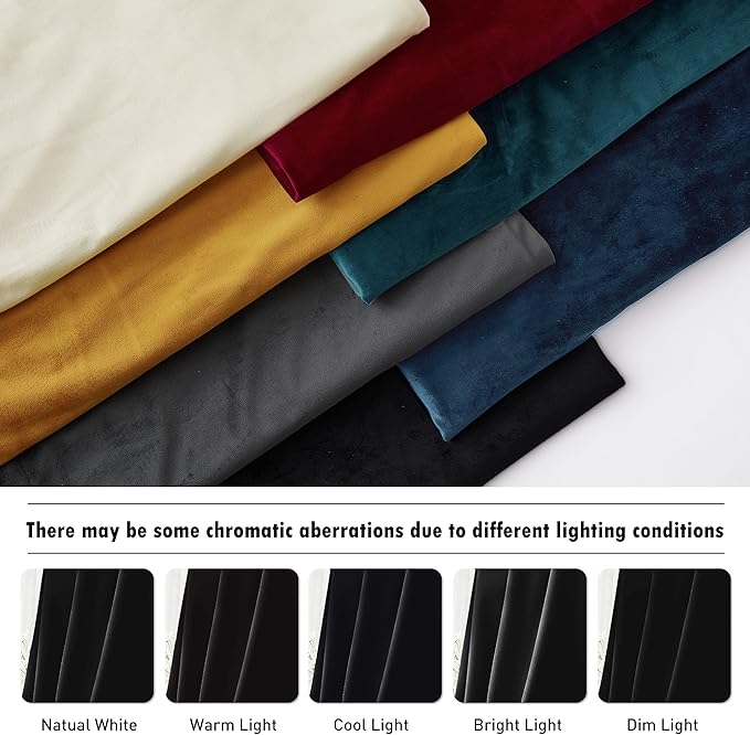 RYB Home Velvet Curtains 96 inches - Blackout Heavy Duty Curtains Soft Luxury Back Tap Window Covering Privacy Protection for Kids Room Bathroom Parlor, Black, W52 x L96 inches, 2 Panels