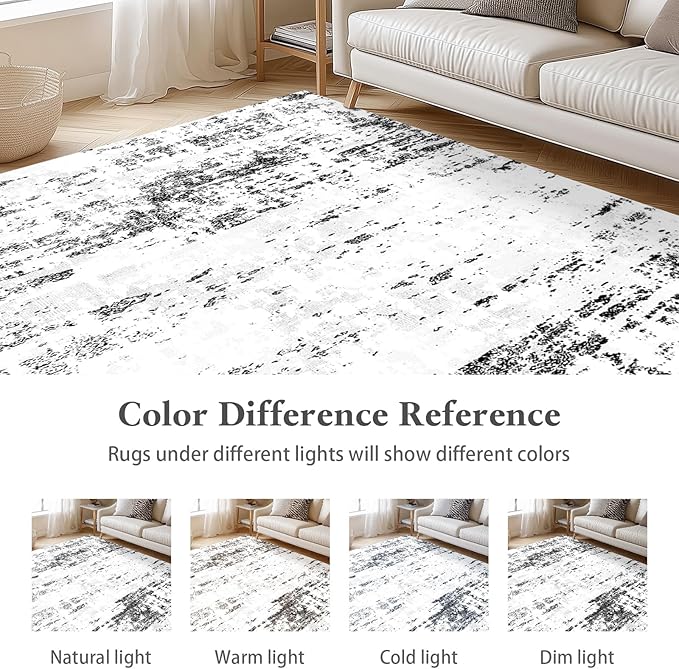 Area Rugs 6x9 Rug for Living Room - Machine Washable Neutral Modern Abstract Soft Rugs for Dining Room Floor Non-Shedding Carpets for Bedroom Farmhouse Home Office Decor