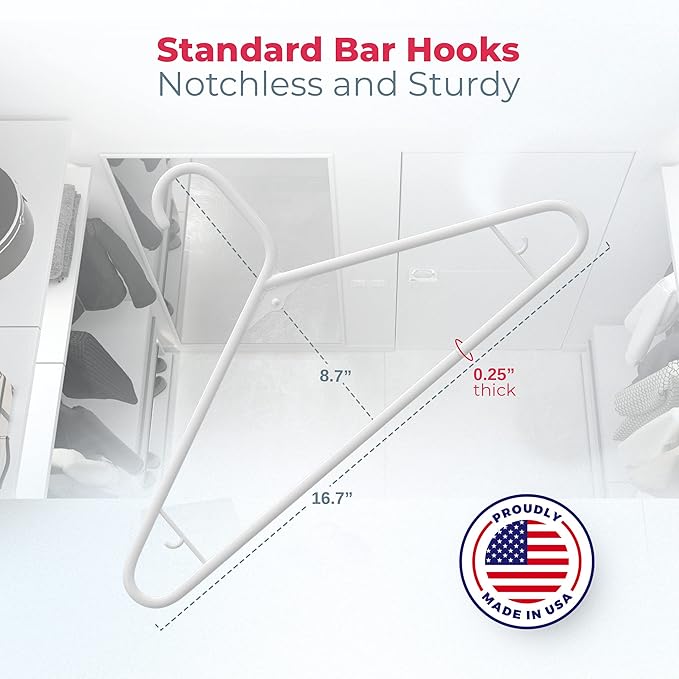 Neaties Plastic Hangers 50 Pack (60 Count) – Made in The USA – 6lb Capacity Standard Clothes Hangers with Strap Hooks for Dresses, Lingerie, Shirts, Pants, and Jackets – Mint